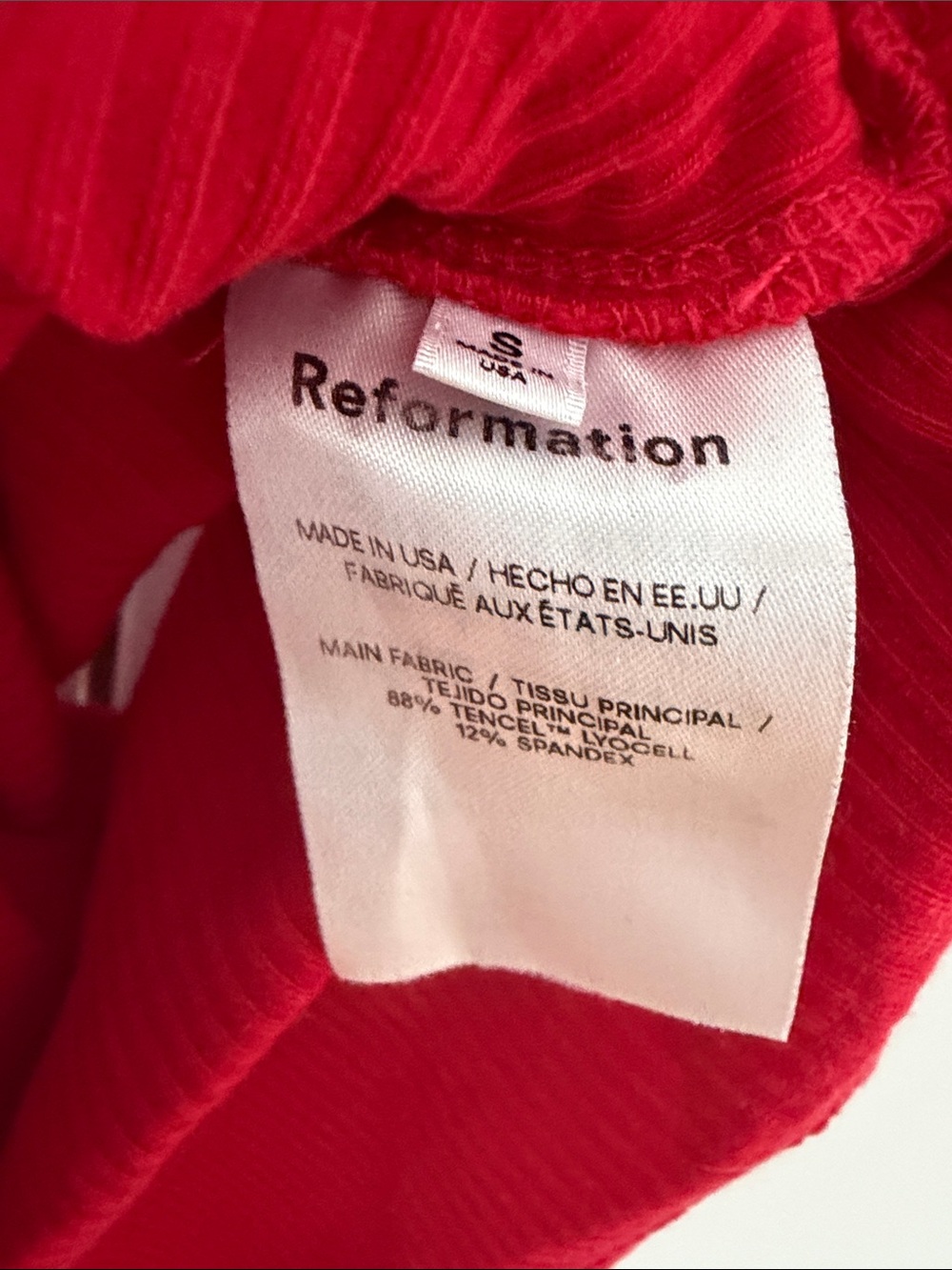 Reformation Bright Red Ribbed Camisole - Picture 2 of 3